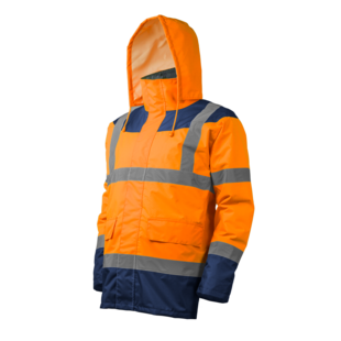 PARKA KETA MATELASSEE POLYSTER HI-VIZ ORANGE/MARINE Coverguard