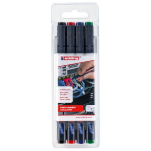 MARQUEUR CABLE 8407 (SET DE 4 ASSORTIS) Edding