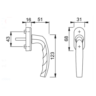 Poignée Atlanta Sécustik carré variable Hoppe