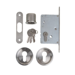 Serrure + cuvette ronde clé I inox galandage Design-Mat