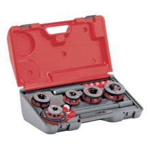 Coffret plastique filieres manuelles tetes inter bspt dte 3/8 a 1.1/4 cage+bras