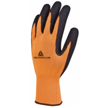 Gant tricot enduit mousse latex orange apollon vv733