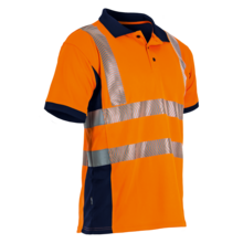Polo manche courte haute visibilte prevoyance marine/orange