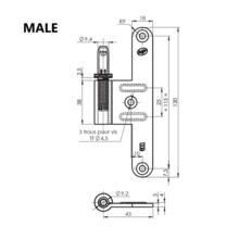 Paumelle universelle bois 6055