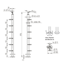 Poteau d'angle câble garde corps
