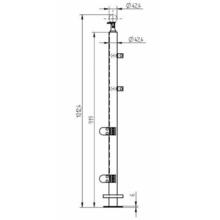 Poteau d'angle verre et lisses sur platine 