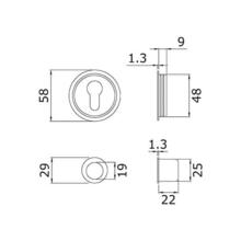 Serrure + cuvette ronde clé i inox galandage