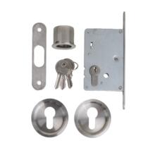 Serrure + cuvette ronde clé i inox galandage