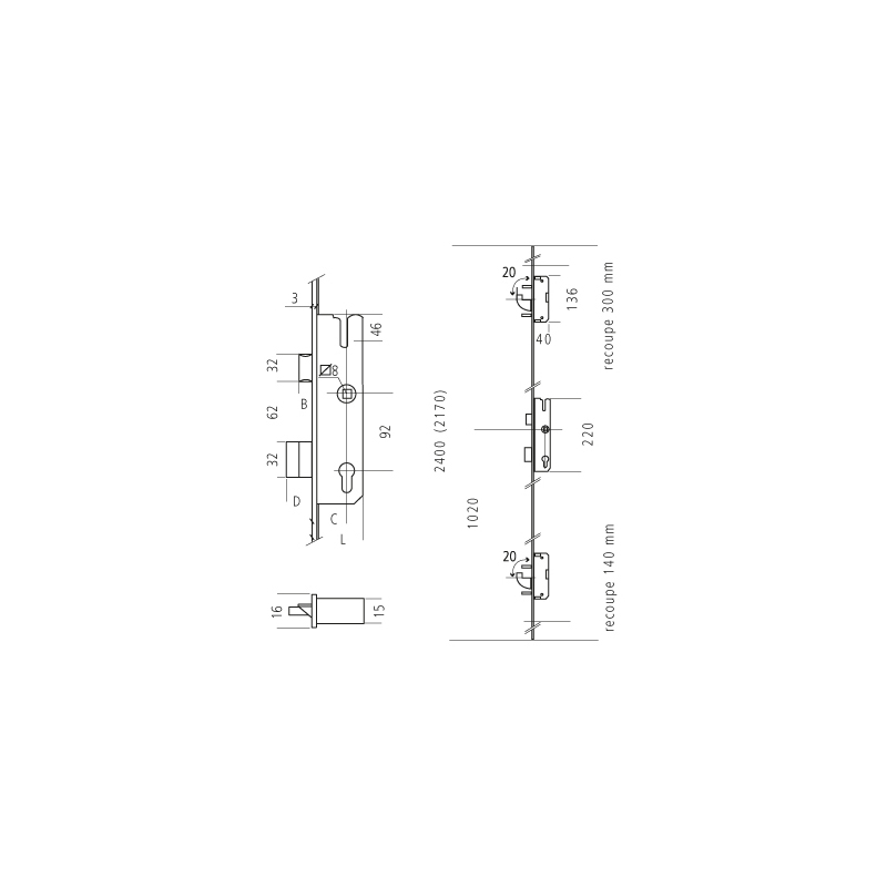 Serrure 5 Points Encastrable Pour Porte D'entrée